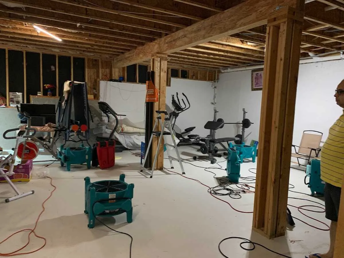 Basement drying equipment setup for Structural Drying in Livonia